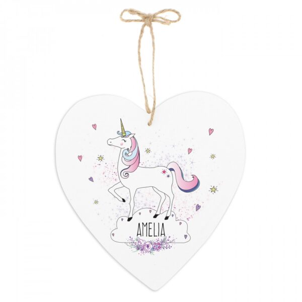 Personalised Unicorn Large Wooden Heart Decoration - Image 2