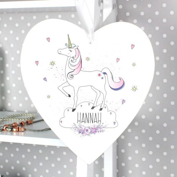 Personalised Unicorn Large Wooden Heart Decoration - Image 3