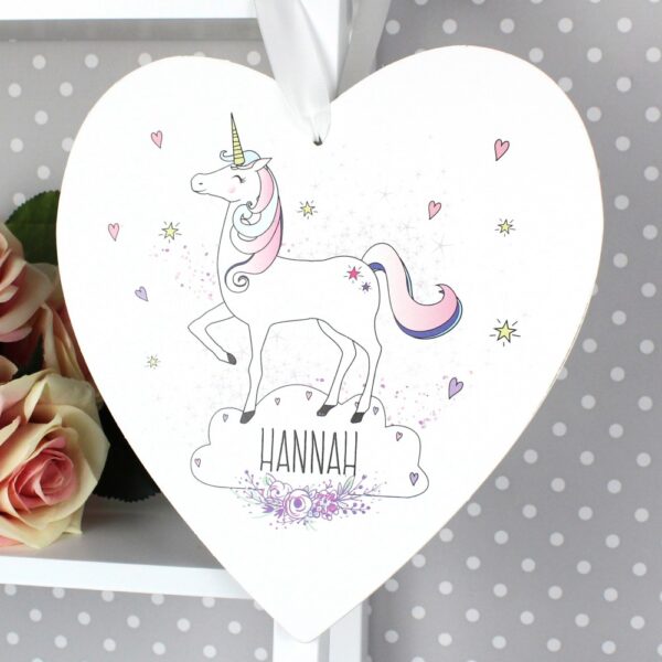 Personalised Unicorn Large Wooden Heart Decoration - Image 5