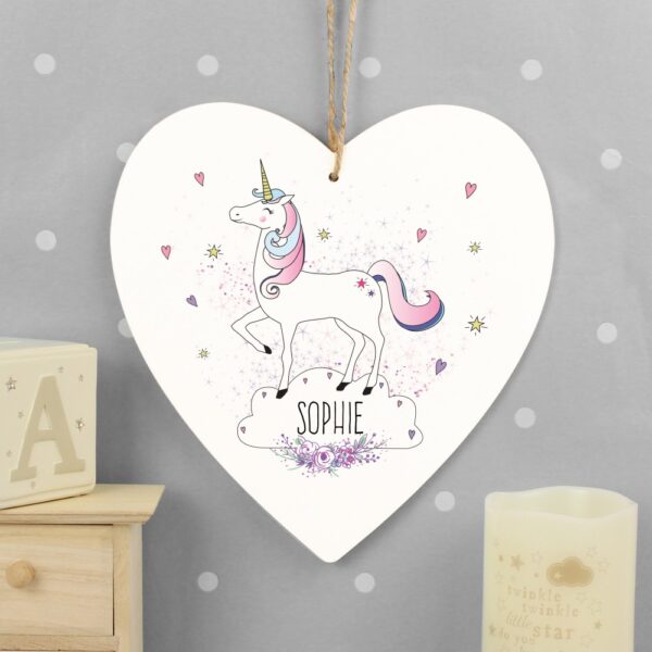 Personalised Unicorn Large Wooden Heart Decoration - Image 6
