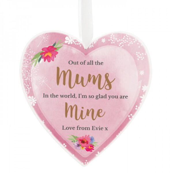 Personalised Floral Watercolour Large Wooden Heart Decoration - Image 2