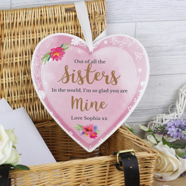 Personalised Floral Watercolour Large Wooden Heart Decoration - Image 6