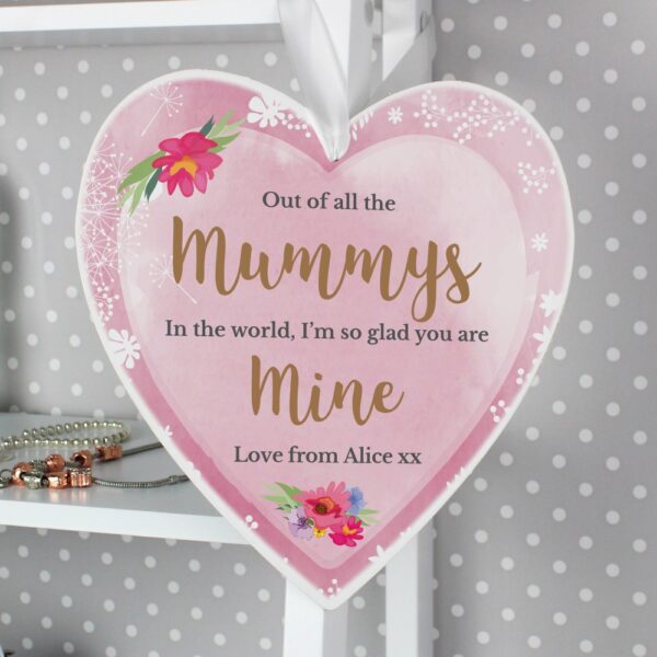Personalised Floral Watercolour Large Wooden Heart Decoration - Image 7