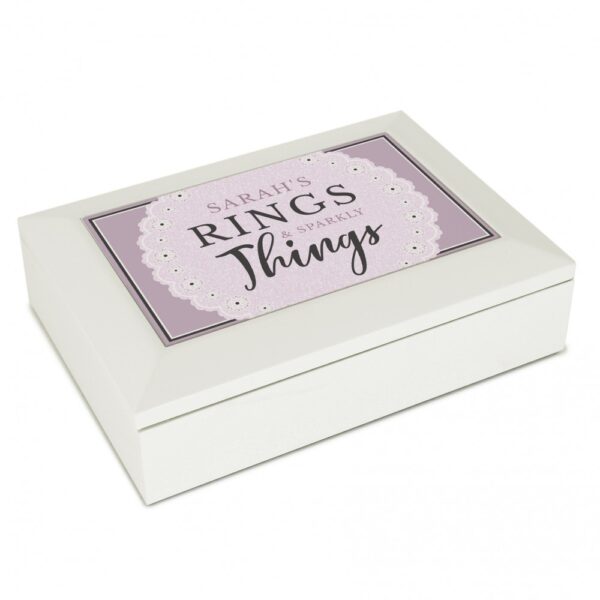 Personalised Lilac Lace 'Rings & Sparkly Things' Jewellery Box - Image 2
