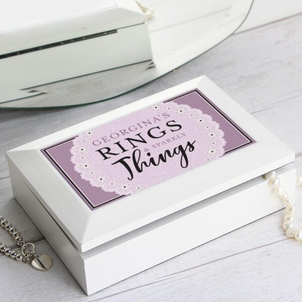 Personalised Lilac Lace 'Rings & Sparkly Things' Jewellery Box - Image 3