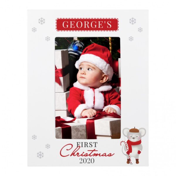 Personalised '1st Christmas' Mouse White 6x4 Photo Frame - Image 2