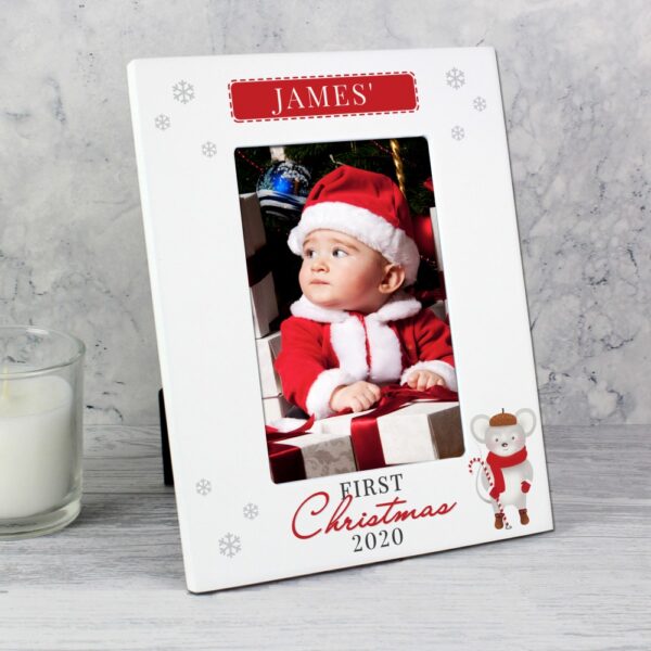 Personalised '1st Christmas' Mouse White 6x4 Photo Frame - Image 3