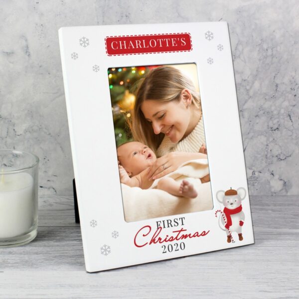 Personalised '1st Christmas' Mouse White 6x4 Photo Frame - Image 4