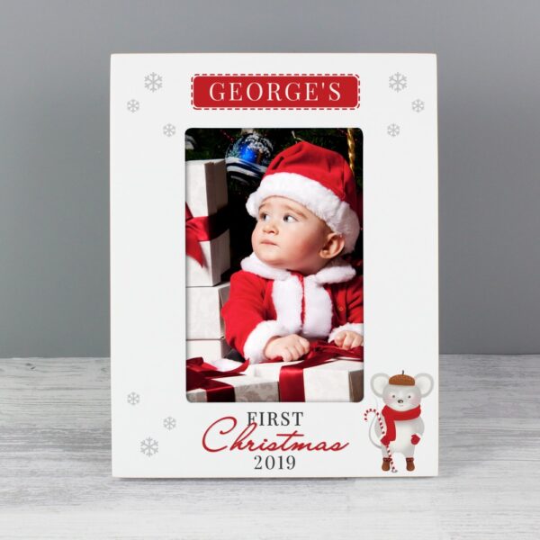 Personalised '1st Christmas' Mouse White 6x4 Photo Frame - Image 5