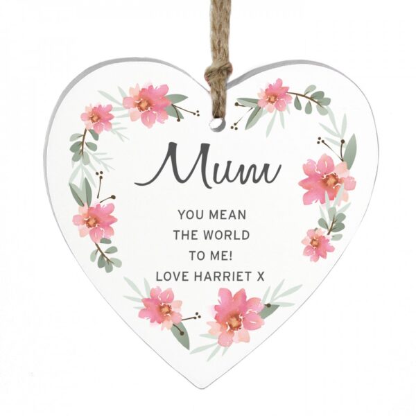 Personalised Floral Sentimental Wooden Heart Decoration - Image 2