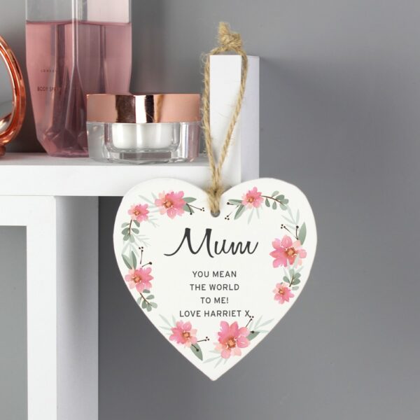 Personalised Floral Sentimental Wooden Heart Decoration - Image 5