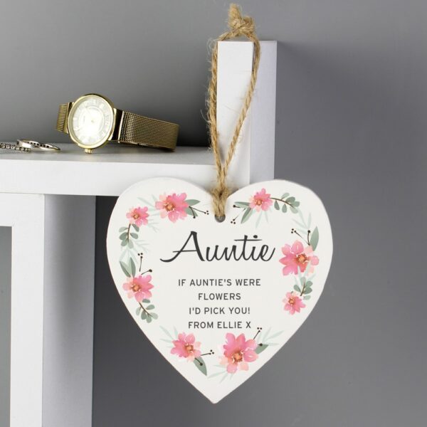 Personalised Floral Sentimental Wooden Heart Decoration - Image 6