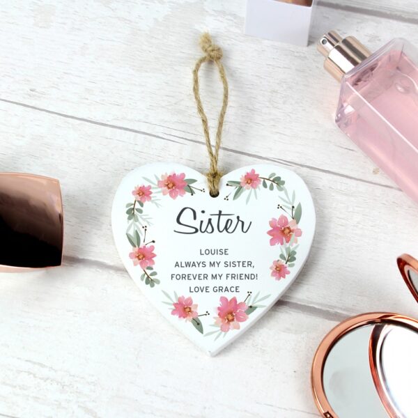Personalised Floral Sentimental Wooden Heart Decoration - Image 8