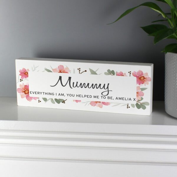 Personalised Floral Sentimental Wooden Block Sign