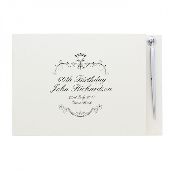 Personalised Ornate Swirl Hardback Guest Book & Pen - Image 4
