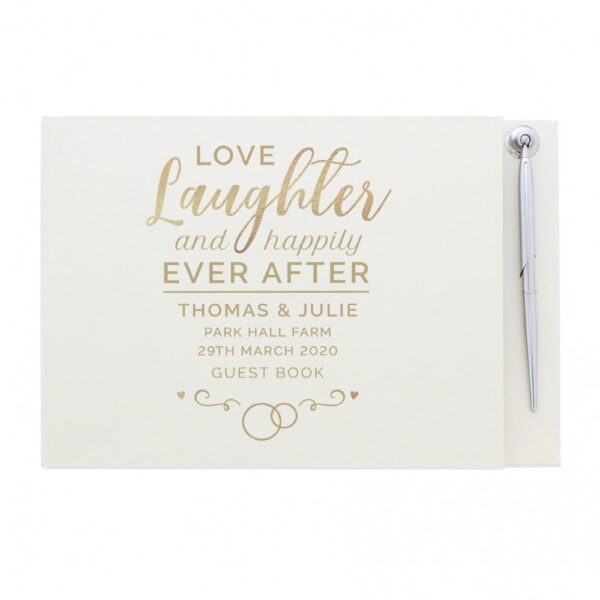 Personalised Happily Ever After Wedding Hardback Guest Book & Pen - Image 2