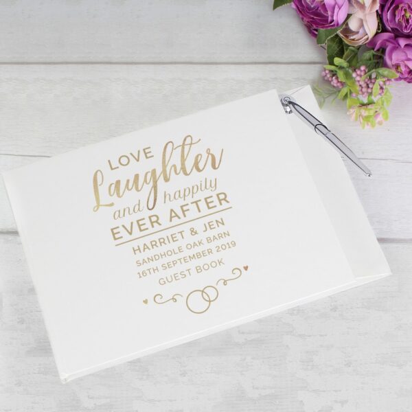 Personalised Happily Ever After Wedding Hardback Guest Book & Pen - Image 5