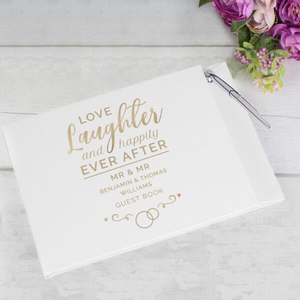 Personalised Happily Ever After Wedding Hardback Guest Book & Pen - Image 6