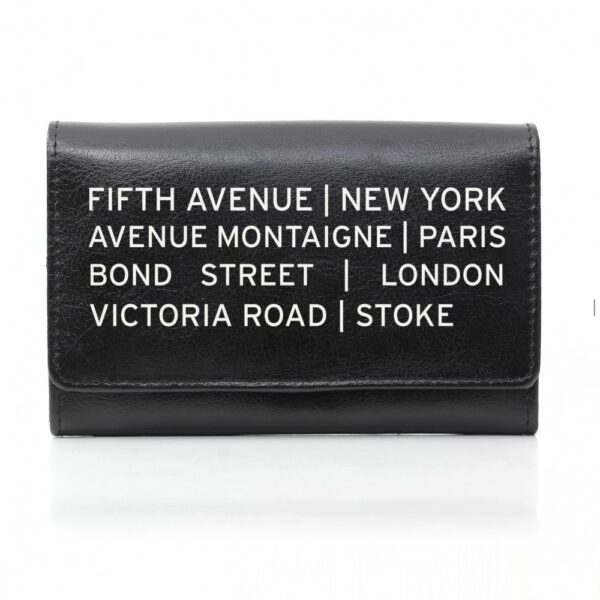 Personalised Shopping Destination Black Leather Purse - Image 2