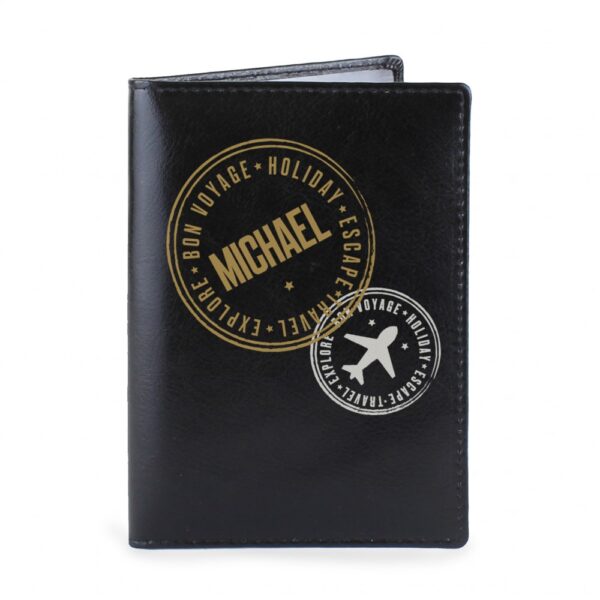 Personalised Stamped Black Passport Holder - Image 2