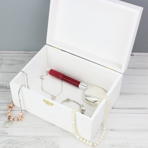 Personalised Floral Bouquet White Wooden Keepsake Box - Image 7