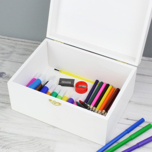 Personalised Floral Bouquet White Wooden Keepsake Box - Image 8