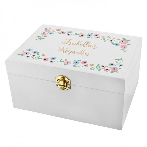 Personalised Fairytale Floral White Wooden Keepsake Box - Image 2