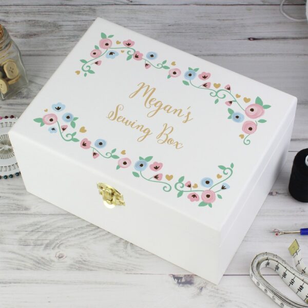 Personalised Fairytale Floral White Wooden Keepsake Box - Image 3