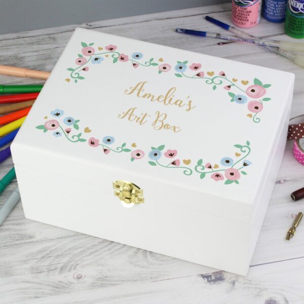 Personalised Fairytale Floral White Wooden Keepsake Box - Image 4