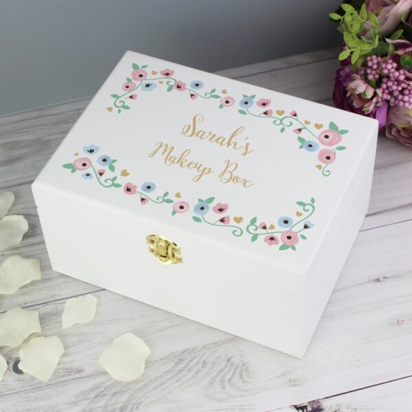 Personalised Fairytale Floral White Wooden Keepsake Box - Image 8
