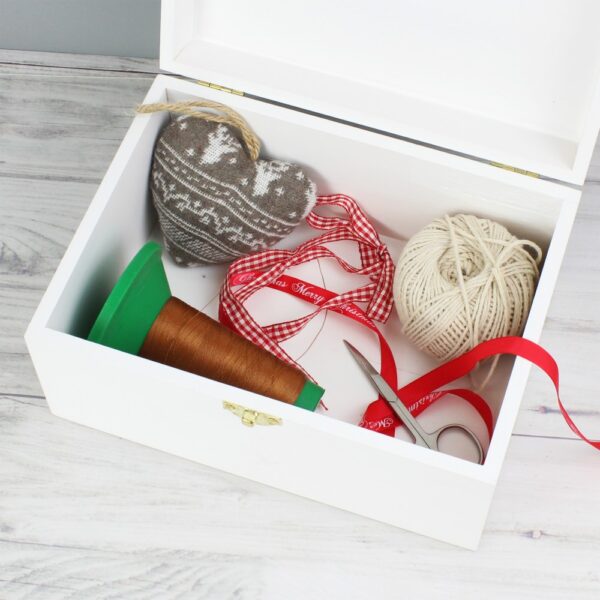 Personalised Floral Wishes White Wooden Keepsake Box - Image 7