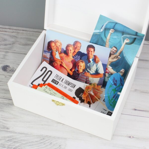 Personalised Floral Wishes White Wooden Keepsake Box - Image 8