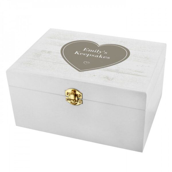 Personalised Rustic Heart White Wooden Keepsake Box - Image 2