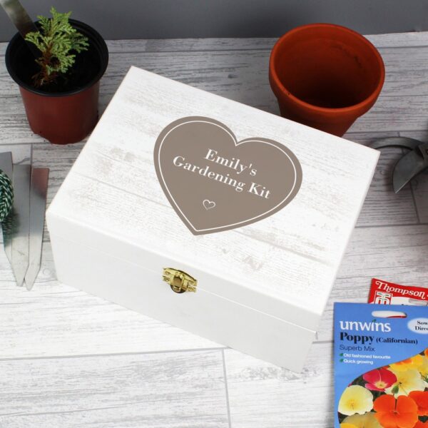 Personalised Rustic Heart White Wooden Keepsake Box - Image 10