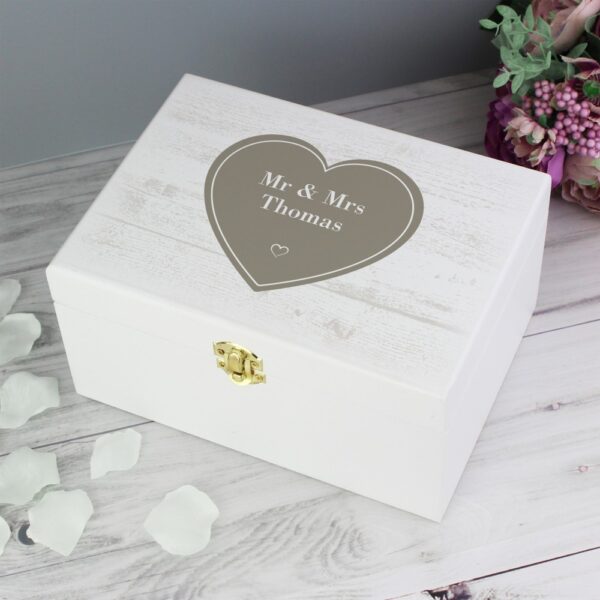 Personalised Rustic Heart White Wooden Keepsake Box - Image 6