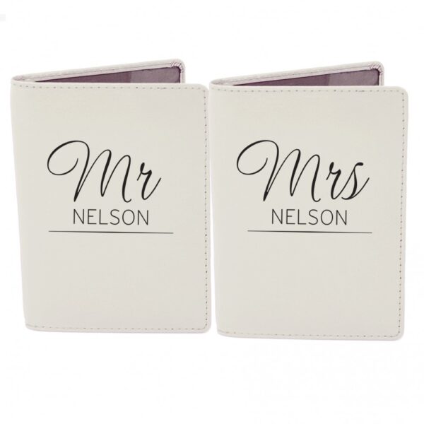 Personalised Classic Mr & Mrs Cream Passport Holders - Image 2