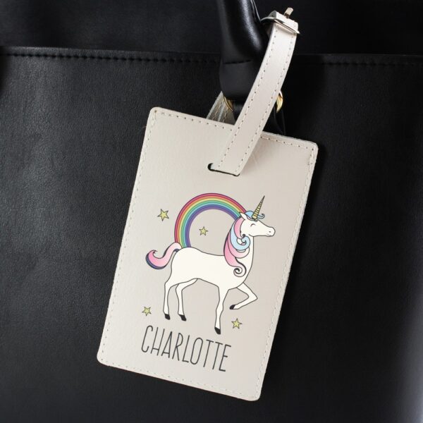 Personalised Unicorn Cream Luggage Tag - Image 3