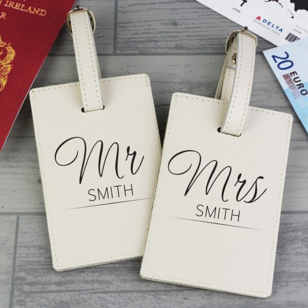 Personalised Couples Classic Cream Luggage Tags - Image 3