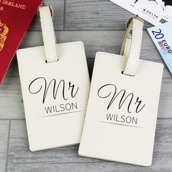 Personalised Couples Classic Cream Luggage Tags - Image 6