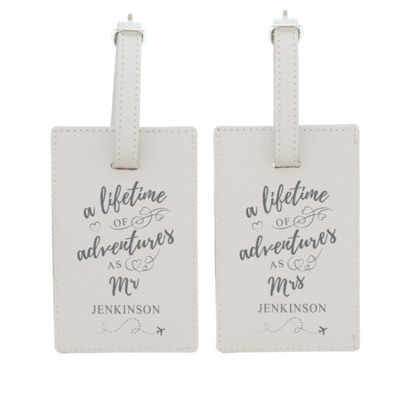 Personalised 'Lifetime of Adventures' Couples Luggage Tags - Image 2