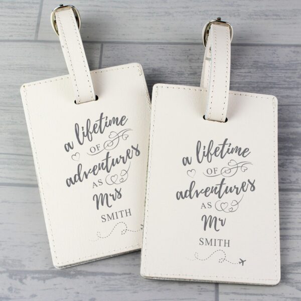 Personalised 'Lifetime of Adventures' Couples Luggage Tags - Image 3