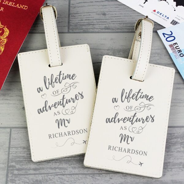 Personalised 'Lifetime of Adventures' Couples Luggage Tags - Image 6