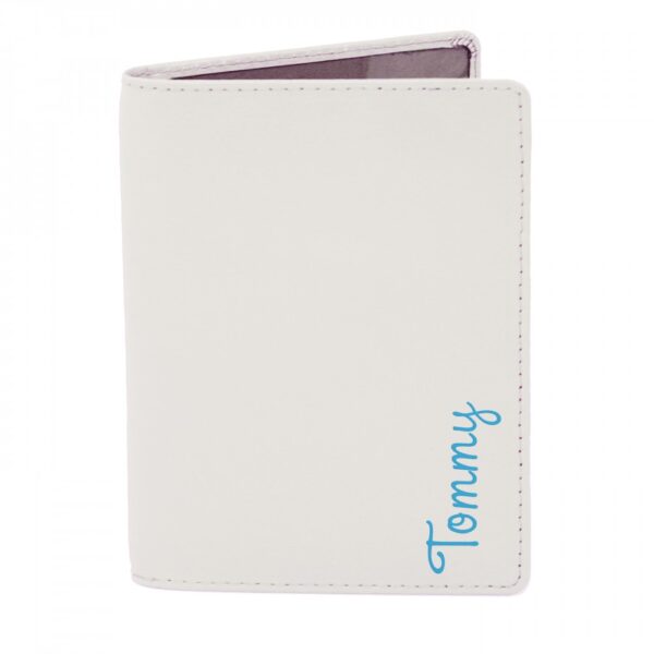 Personalised Blue Name Island Cream Passport Holder - Image 2