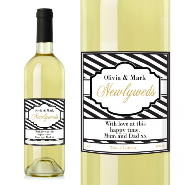 Personalised Art Deco Striped White Wine - Image 2