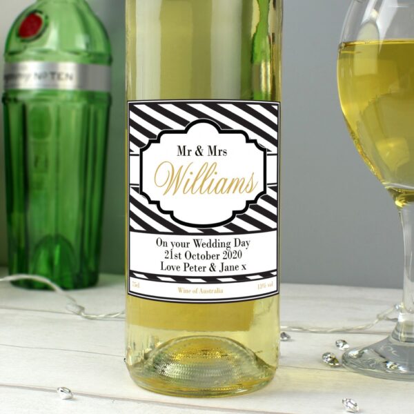 Personalised Art Deco Striped White Wine - Image 3