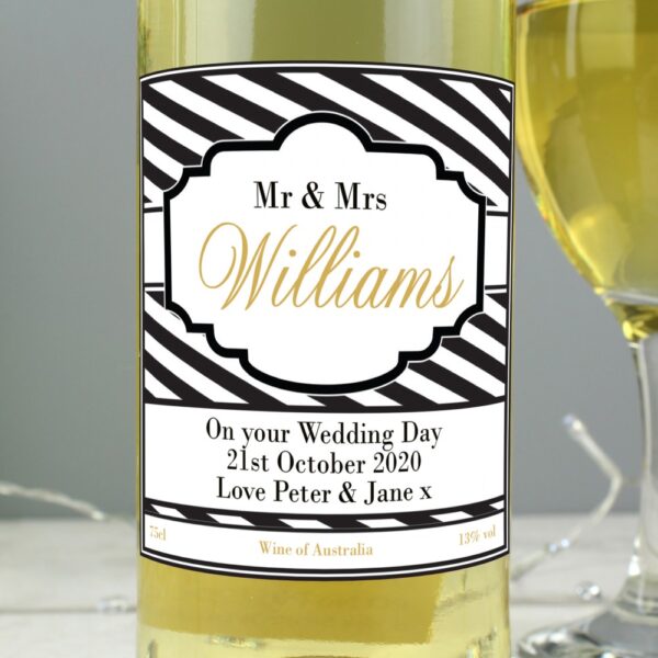 Personalised Art Deco Striped White Wine - Image 4