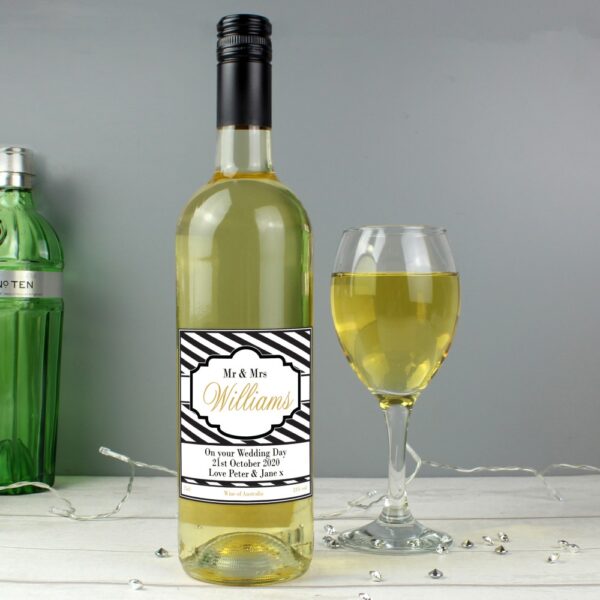 Personalised Art Deco Striped White Wine - Image 5