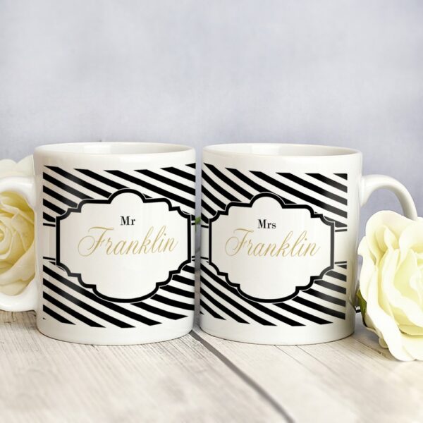 Personalised Art Deco Striped Mug Set - Image 2